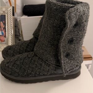 UGG Black Knit Boots with Button Accents